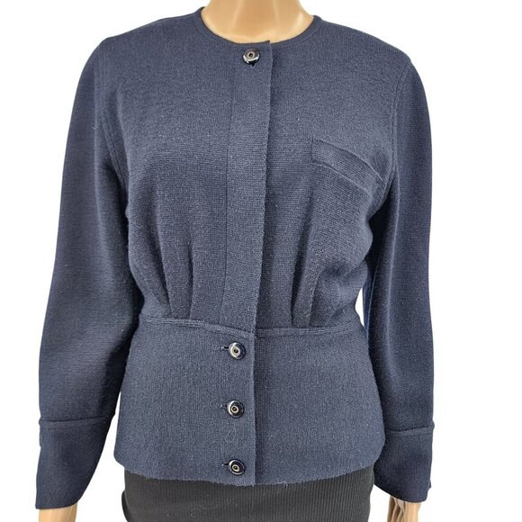 Rodier Vintage Womens Navy Wool Blend Cardigan Sweater Size Small - Picture 11 of 11